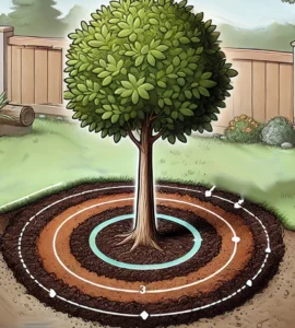 applying-mulch-to-tree-base